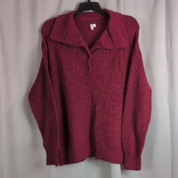 Aerie Maroon Button-Up Sweater - Picture 1 of 4